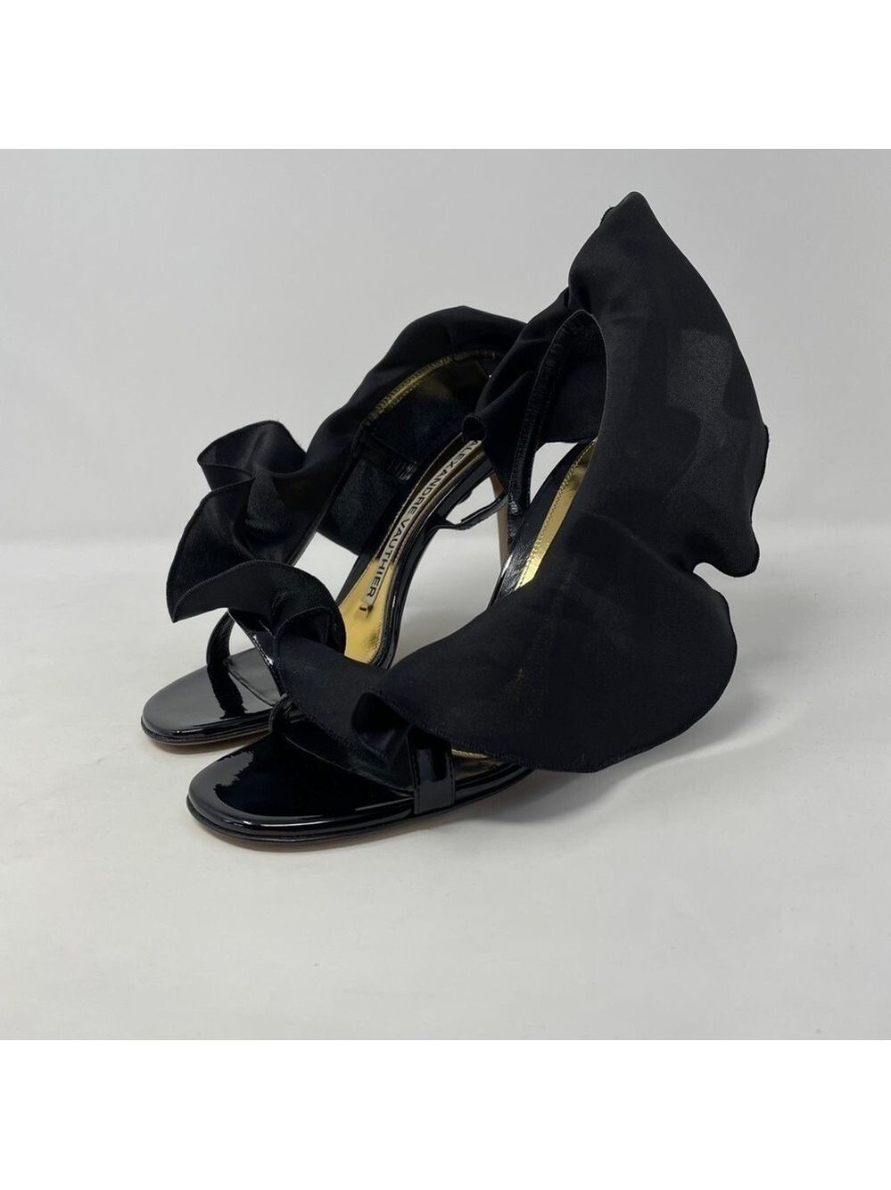 Alexandre Vauthier Penelope Ruffled Organza & Patent Leather Heeled Sandals - Picture 11 of 14